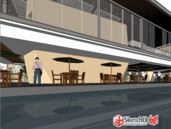 新中式风格售楼部建筑规划设计SU模型下载