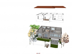 农村别墅建筑规划设计SU模型下载