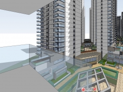 现代风格高层度假型住宅建筑景观规划设计SU模型下载