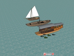 西湖游艇船只SU模型