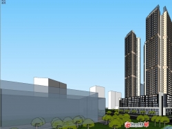 超高层综合体住宅结合商业建筑设计SU模型