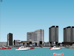 碧口水城新中式商业街住宅建筑设计SU模型下载