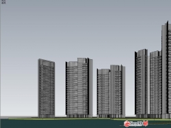 高层住宅商业建筑设计SU模型下载