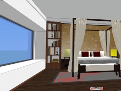 现代中式公寓室内设计SU模型