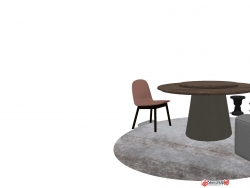 客厅/餐厅/休闲区适用百搭桌椅组合SU模型下载