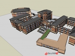 欧式中学整体校园建筑设计SU模型