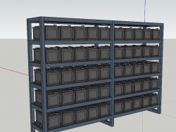 数据中心机房UPS电池组、电池架、电池柜模型效果图