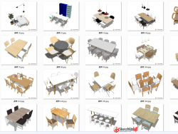 25套餐桌椅组合（上）SU模型下载