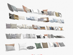 分享一组现代风格抱枕整理的模型