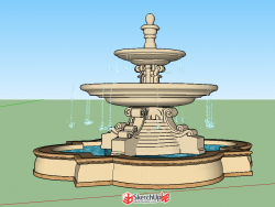 欧式水景喷泉的SU模型