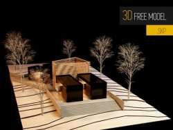 仿木制手工景观设计模型