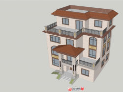 三层半精细别墅模型