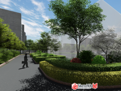 中式厂区游园景观模型