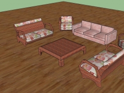 家居套装之实木矮沙发组