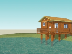 水边木楼模型
