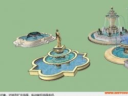 分享6组喷泉水景的模型