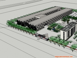 工厂产业园办公区SU模型下载-某触摸屏工业区建筑