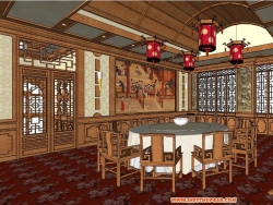 分享一个中餐宴餐厅的室内模型