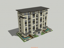 超精细新中式赖特风格低层住宅模型下载