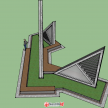 一个小环岛内的小品，带坐凳，三角帆SU模型下载