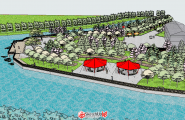 红色文化滨水广场景观整体模型