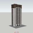 现代风百米高层住宅模型
