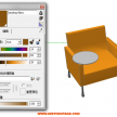 求教SU里的沙发颜色  设置都一样的情况下 两个色彩表现不同