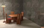 [菜鸟图]初学效果图制作20天, 赖特风格的家具的渲染.