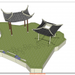 园林模型；一个细致的亭子模型
