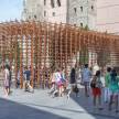 Ancient wall with bamboo for BCN re.set in barcelona by urbanus