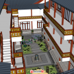 中式商业街模型