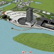 滨水禅学院学校SU模型下载 中式高塔造型建筑设计