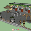 乡村窑洞烧烤广场模型分享
