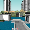新中式住宅加景观模型