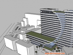 医院3d模型，现代医院建筑SU模型