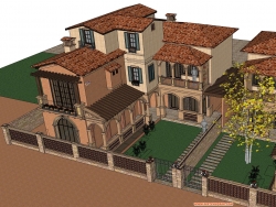 一个西班牙手拉手别墅模型
