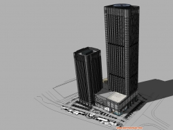 超高层办公酒店综合体+su模型