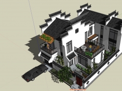 一个中式风格别墅模型
