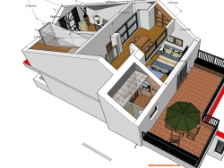 公寓住宅SU模型下载-简约复式楼室内设计
