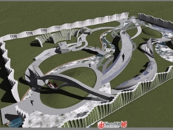 后现代园博园设计概念性方案模型 建筑规划