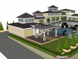 分享两个带泳池的别墅模型