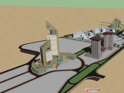 中东国家旅游接待中心大体量SU整体地形建筑建模