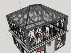 一个原创古建筑SU精细模型的中庭设计