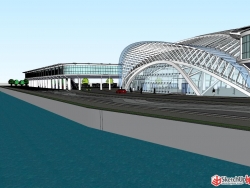 客运中心车站SU模型下载 交通建筑设计
