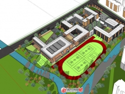 中学大学SU模型下载 校园教学楼建筑设计