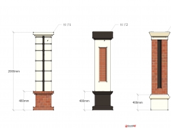 四种不同风格的围墙立柱