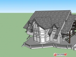 坡屋顶木屋模型一枚