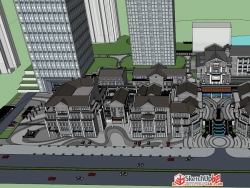 中式徽派商业街模型
