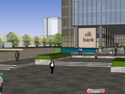 模仿上海主角建的一栋高层建筑 银行办公大楼SU模型