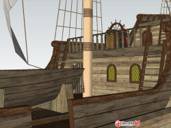 一个精致的海盗船模型~求红石